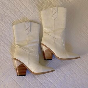 Croc White Western Mid-Calf Boot